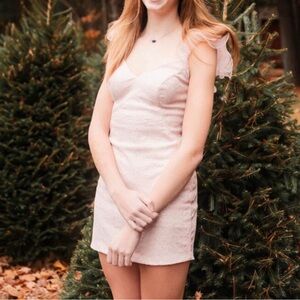 Asteria glitter sequence bodycon light pink Mini Dress- size 4 AST1322.